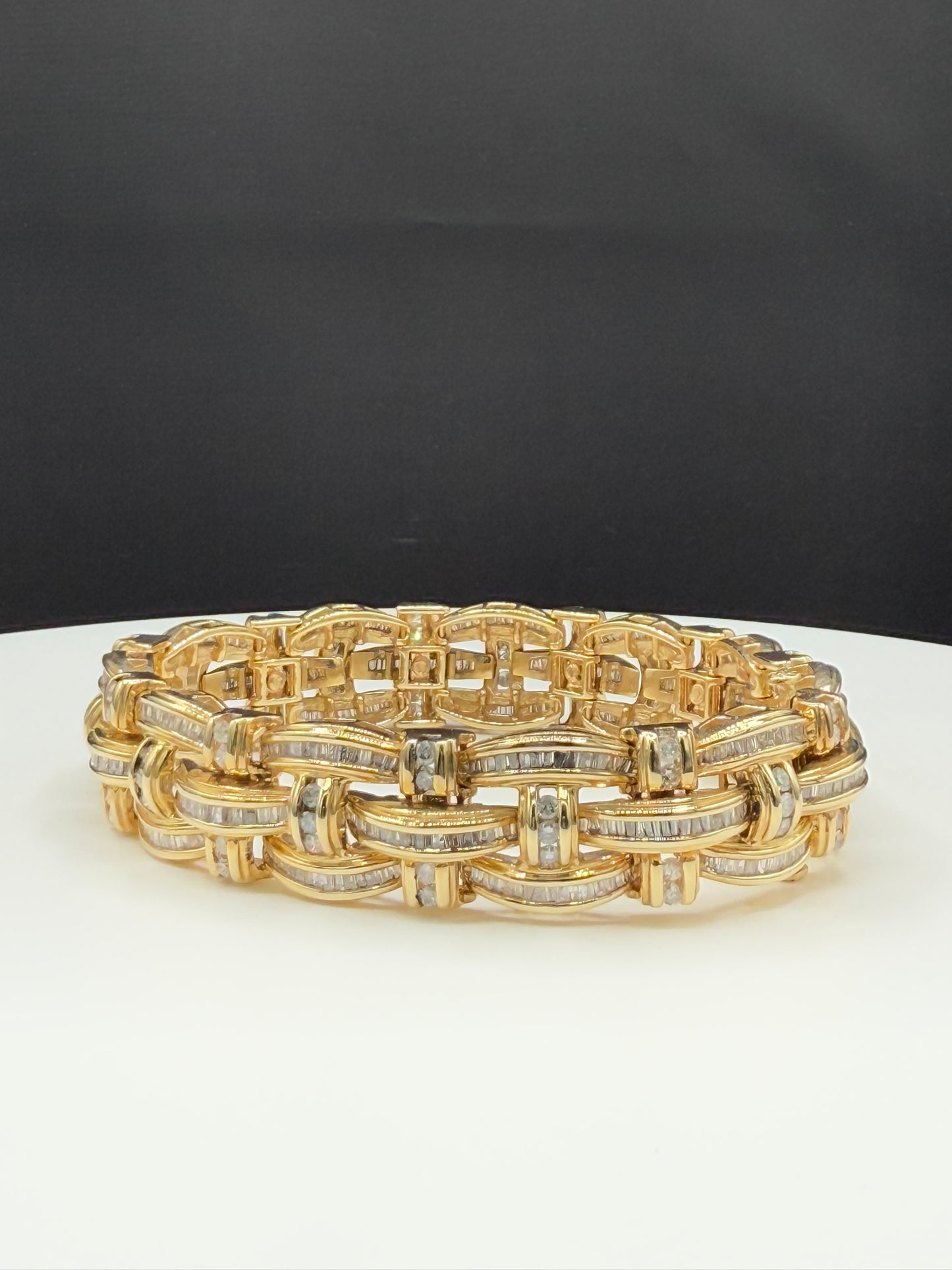 14.55 Carat Natural Diamond 14k Solid Gold Bracelet | Unisex | 81.40 Grams | SI1 Clarity | 8 Inches