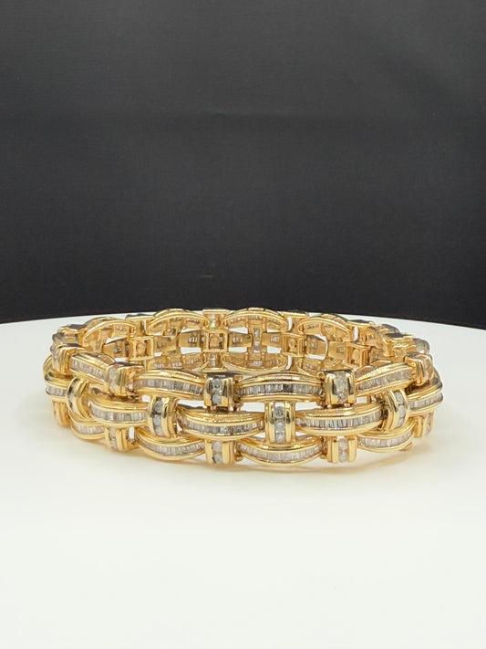 14.55 Carat Natural Diamond 14k Solid Gold Bracelet | Unisex | 81.40 Grams | SI1 Clarity | 8 Inches