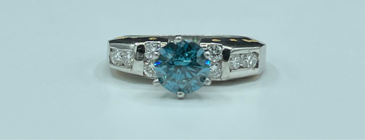 2.02 Carat Blue Diamond Platinum Engagement Ring (Size 6.75)