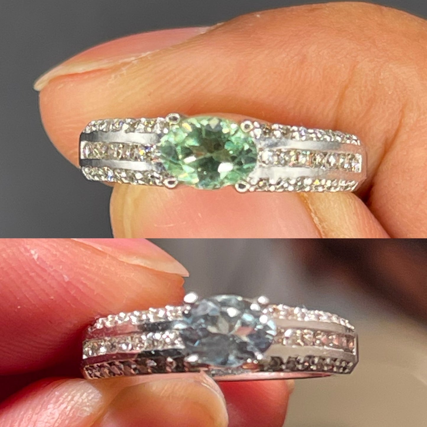 1.57 Carat Natural Color Change Alexandrite & Diamond 14k White Gold Ring (Size 7)