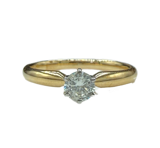Natural Diamond 14k Yellow + White Gold Engagement Ring (Size 7)