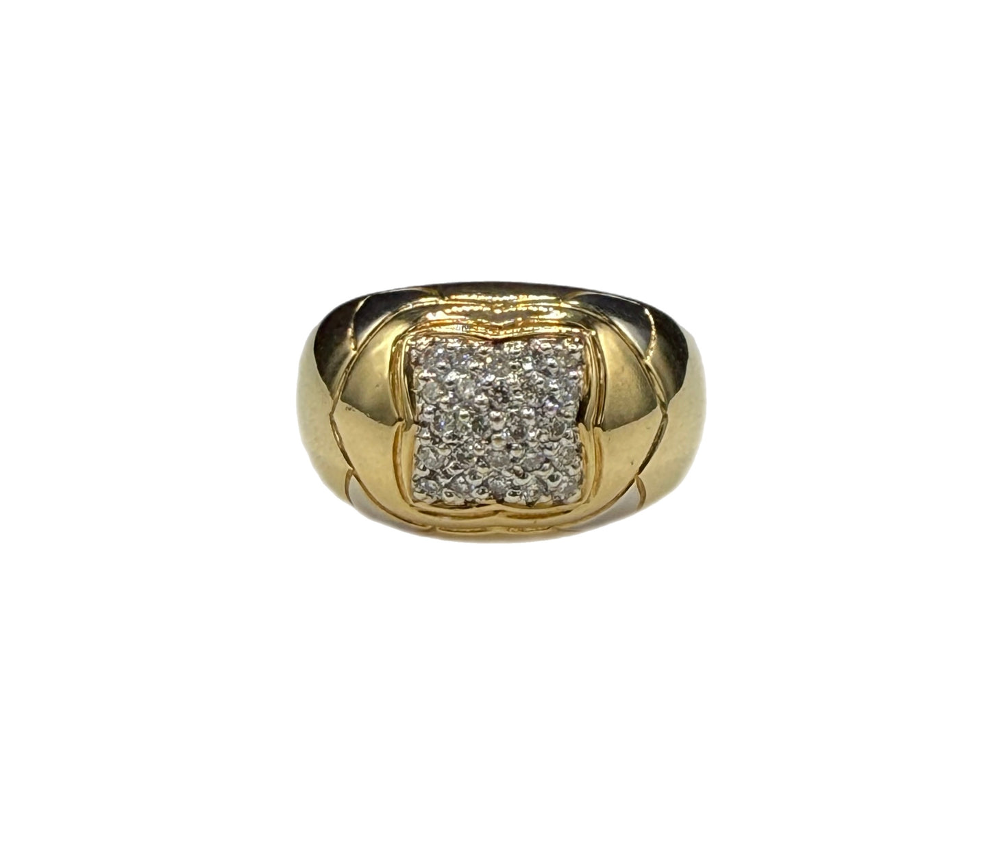 Natural Diamond 18k Yellow Gold Unisex Chunky Ring – 0.50 CTW, 8.5g, Size 7.25