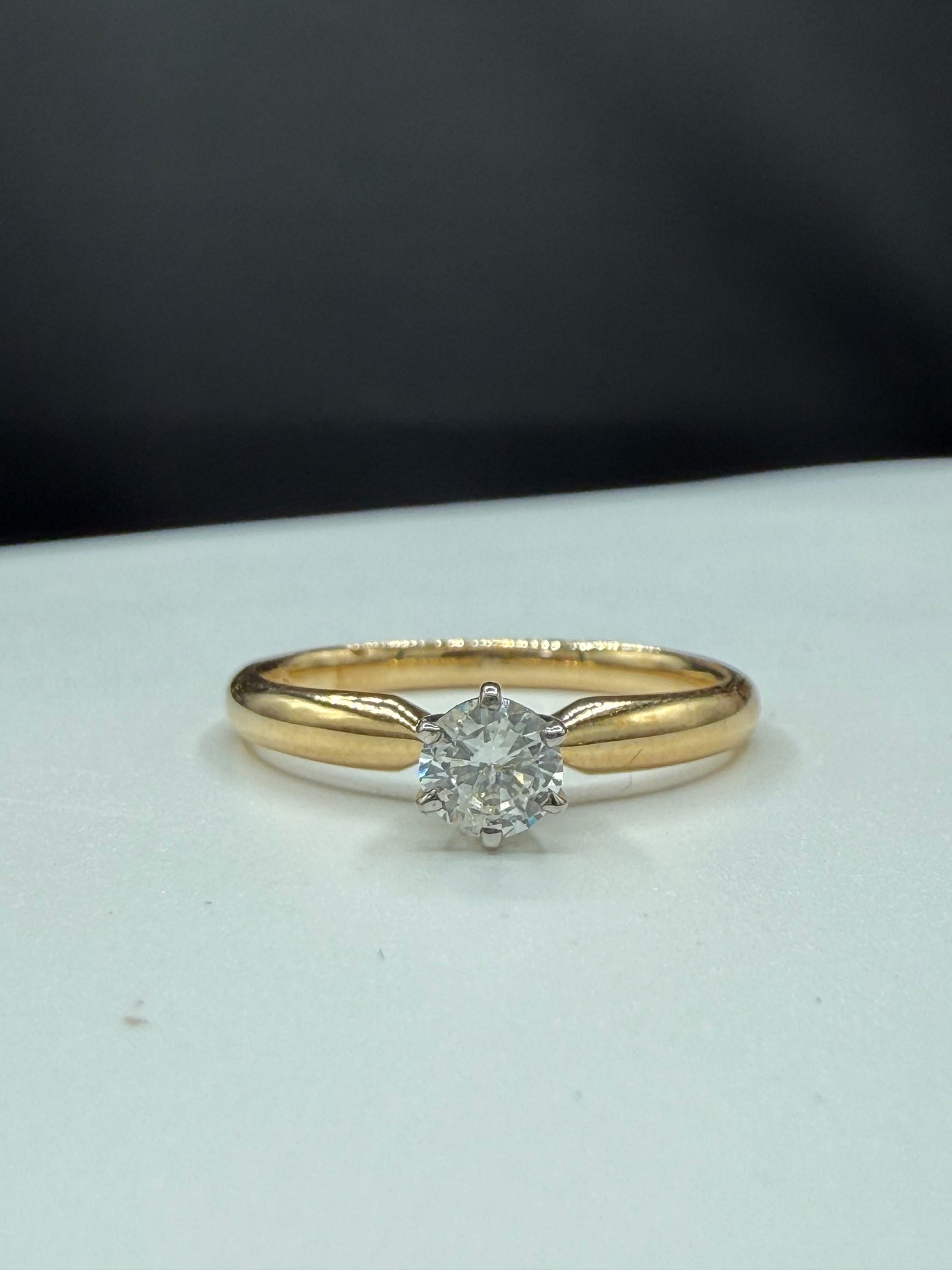 Natural Diamond 14k Yellow + White Gold Engagement Ring (Size 7)