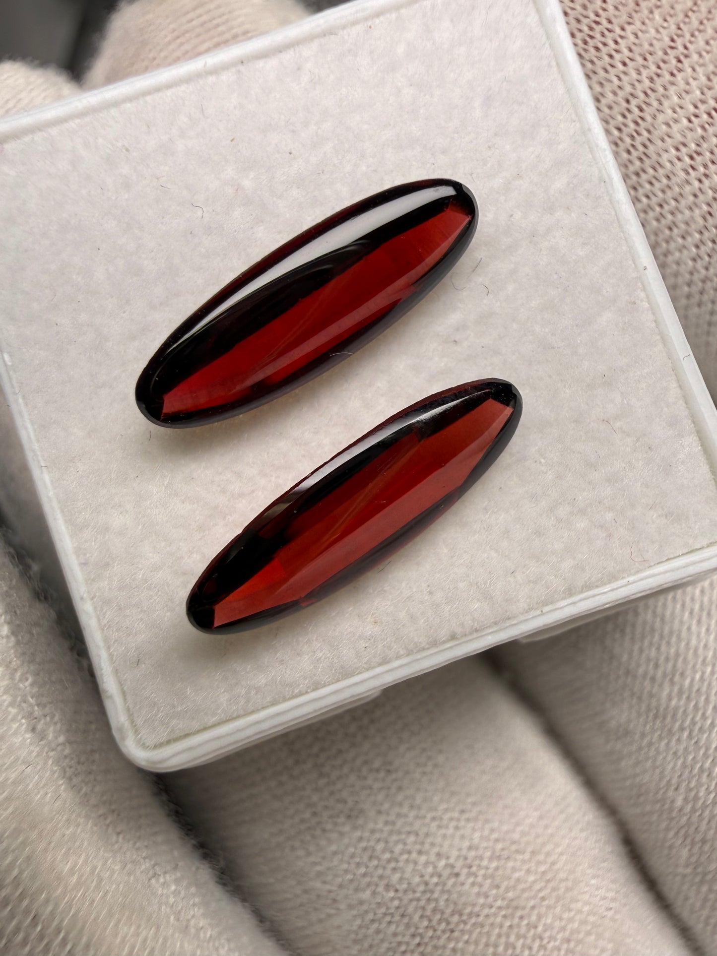 Natural Garnet Elongated Cabochon Pair – 4.40 Carats (15x5mm) | Matching Loose Gemstones for Custom Jewelry