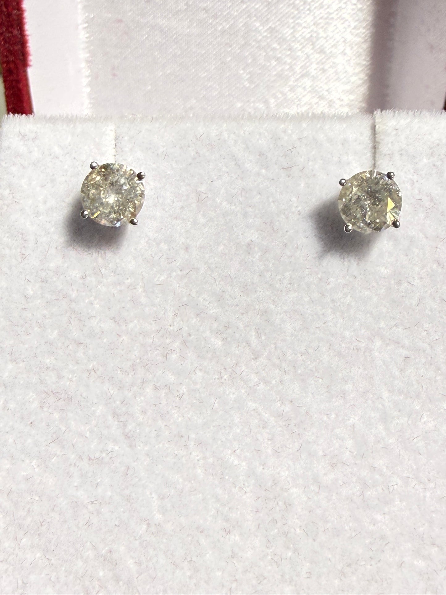 1 Carat Natural White Diamond 14k White Gold Stud Earrings