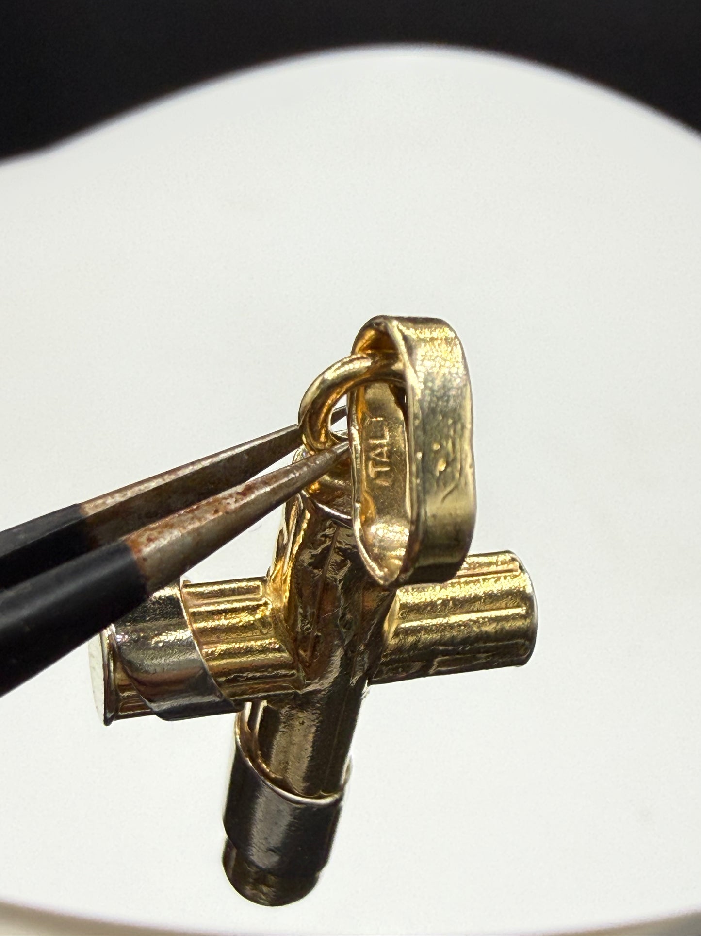 Vintage 14K Yellow & White Gold Italian Cross Pendant