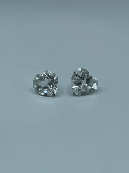 Natural White Topaz Heart Cut Matching Loose Gemstones - 10.94 Carats, Internally Flawless, Brazilian Origin