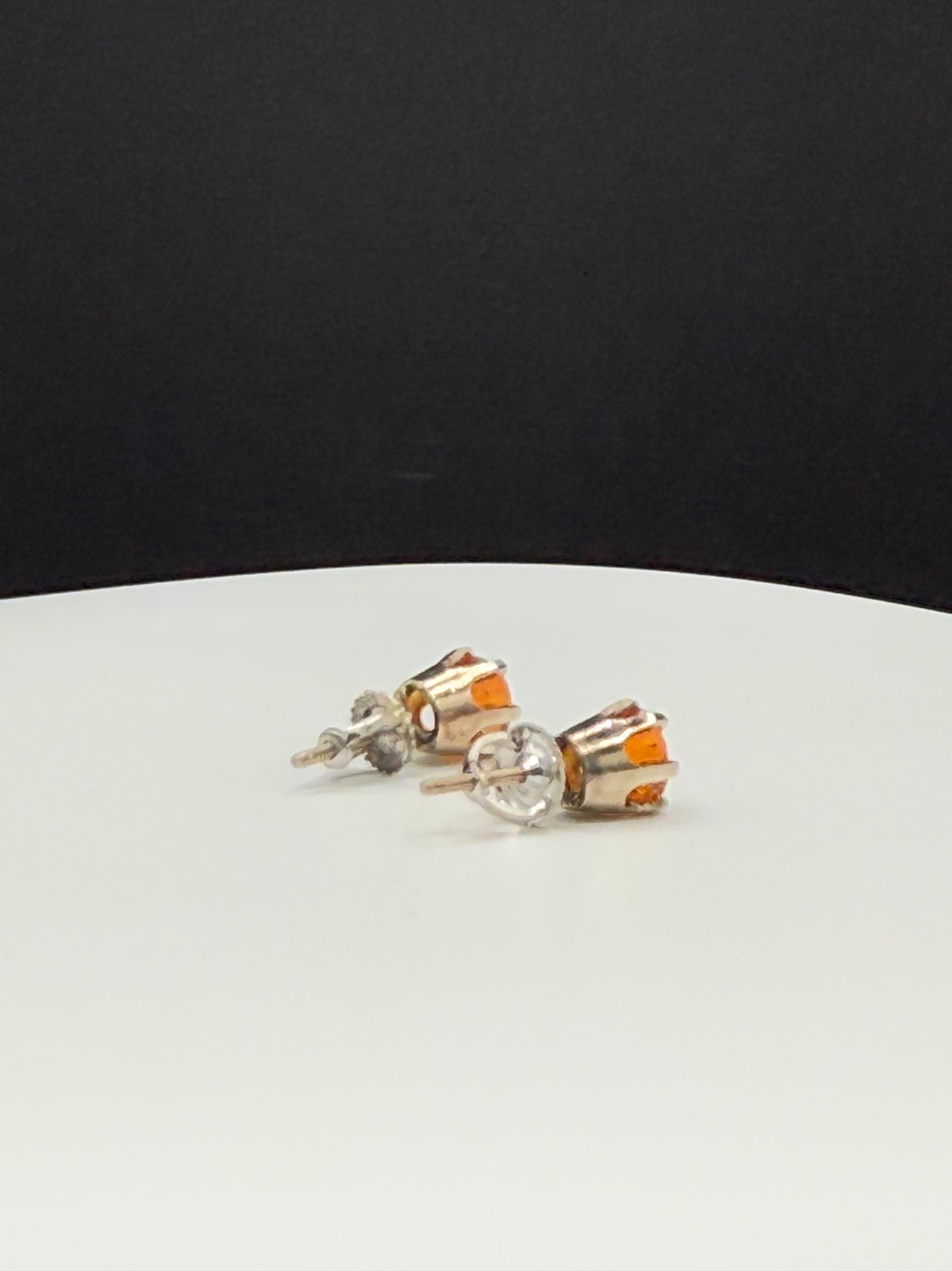 2.24 Carat Natural Orange Spessartite Garnet 14k White Gold Handmade Screw Back Earrings