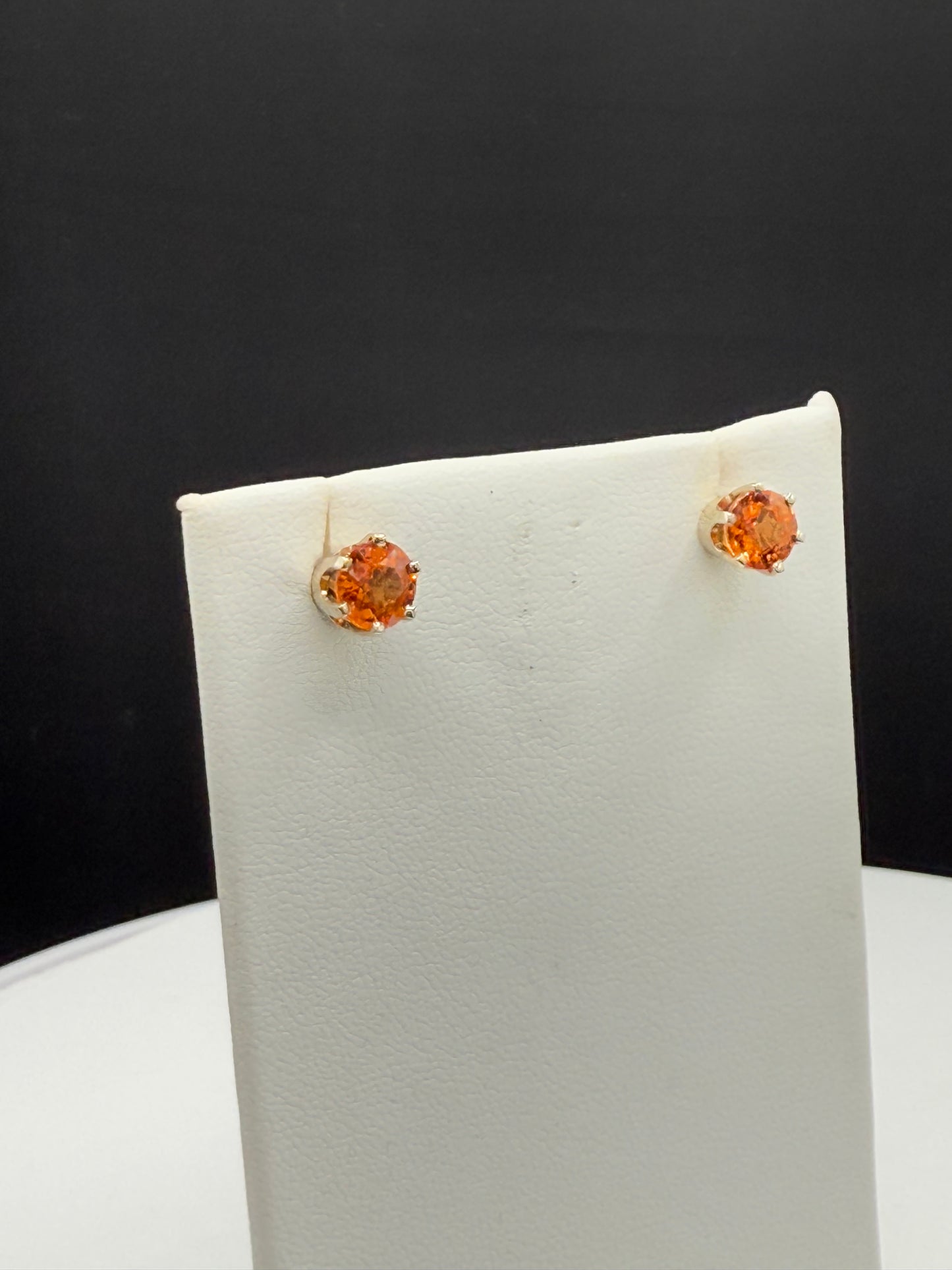 2.24 Carat Natural Orange Spessartite Garnet 14k White Gold Handmade Screw Back Earrings