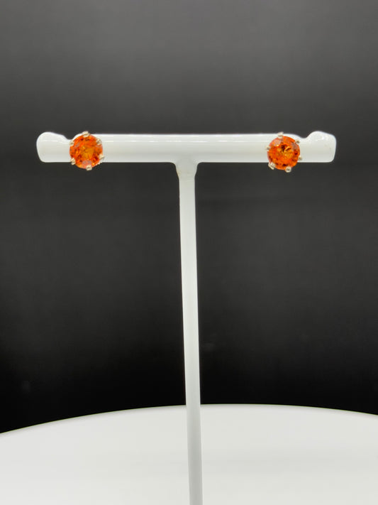 2.24 Carat Natural Orange Spessartite Garnet 14k White Gold Handmade Screw Back Earrings