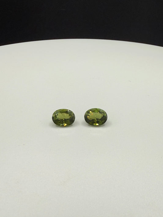 3.89 Carat Natural Green Tourmaline Matching Oval Cut Loose Gemstones - 9x7 MM