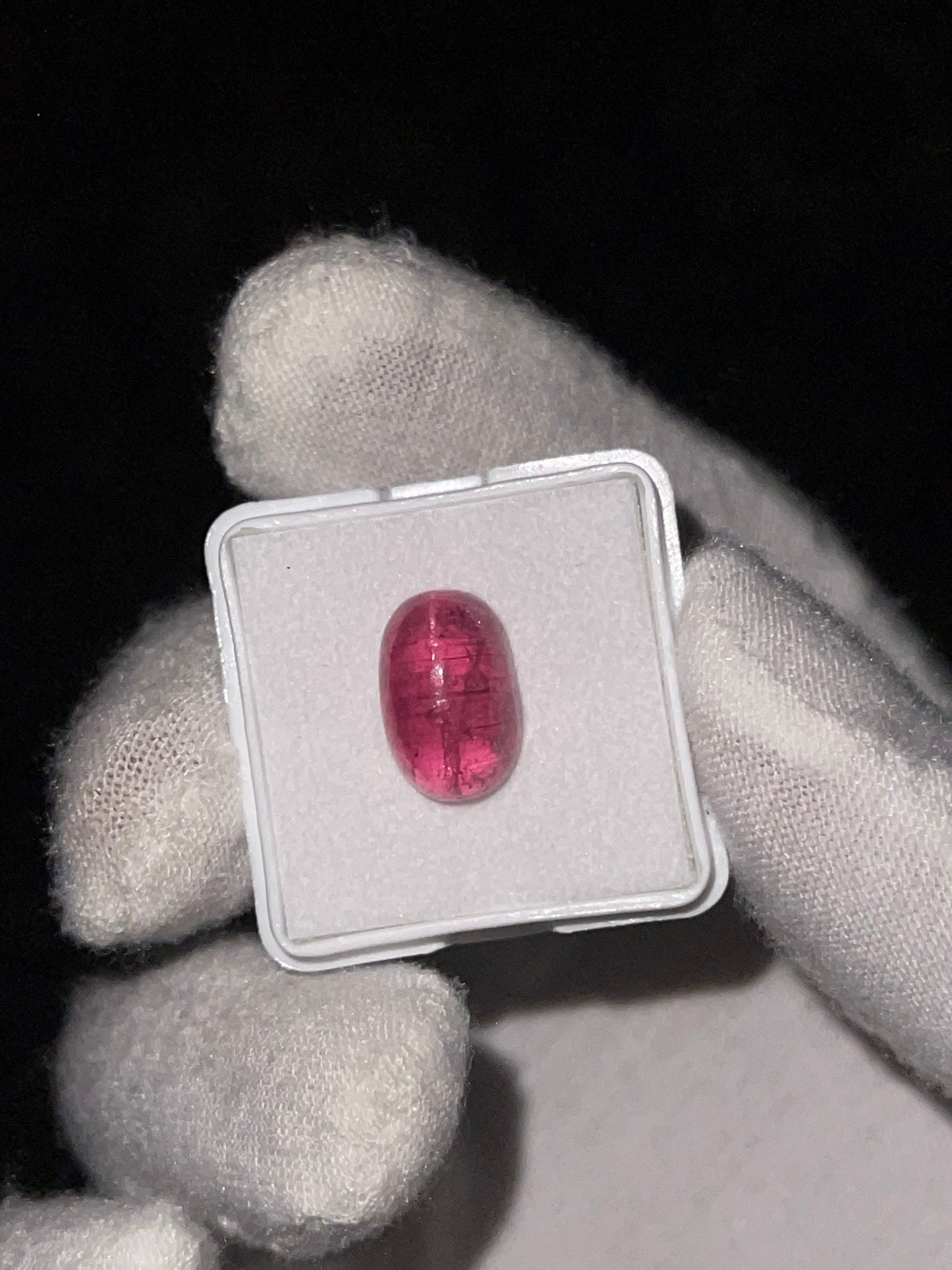 Exquisite 7.13 Carat CatsEye Rubellite Tourmaline Cabochon (13 x 8.3 x 6.7 MM)