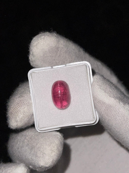 Exquisite 7.13 Carat CatsEye Rubellite Tourmaline Cabochon (13 x 8.3 x 6.7 MM)