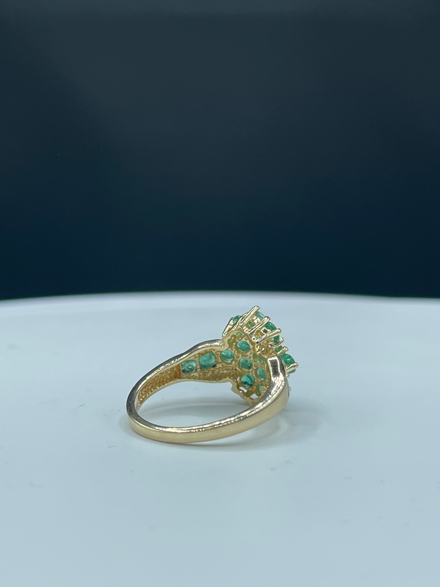 Natural Emerald Cluster 14k Yellow Gold Ring (Size 6.25)