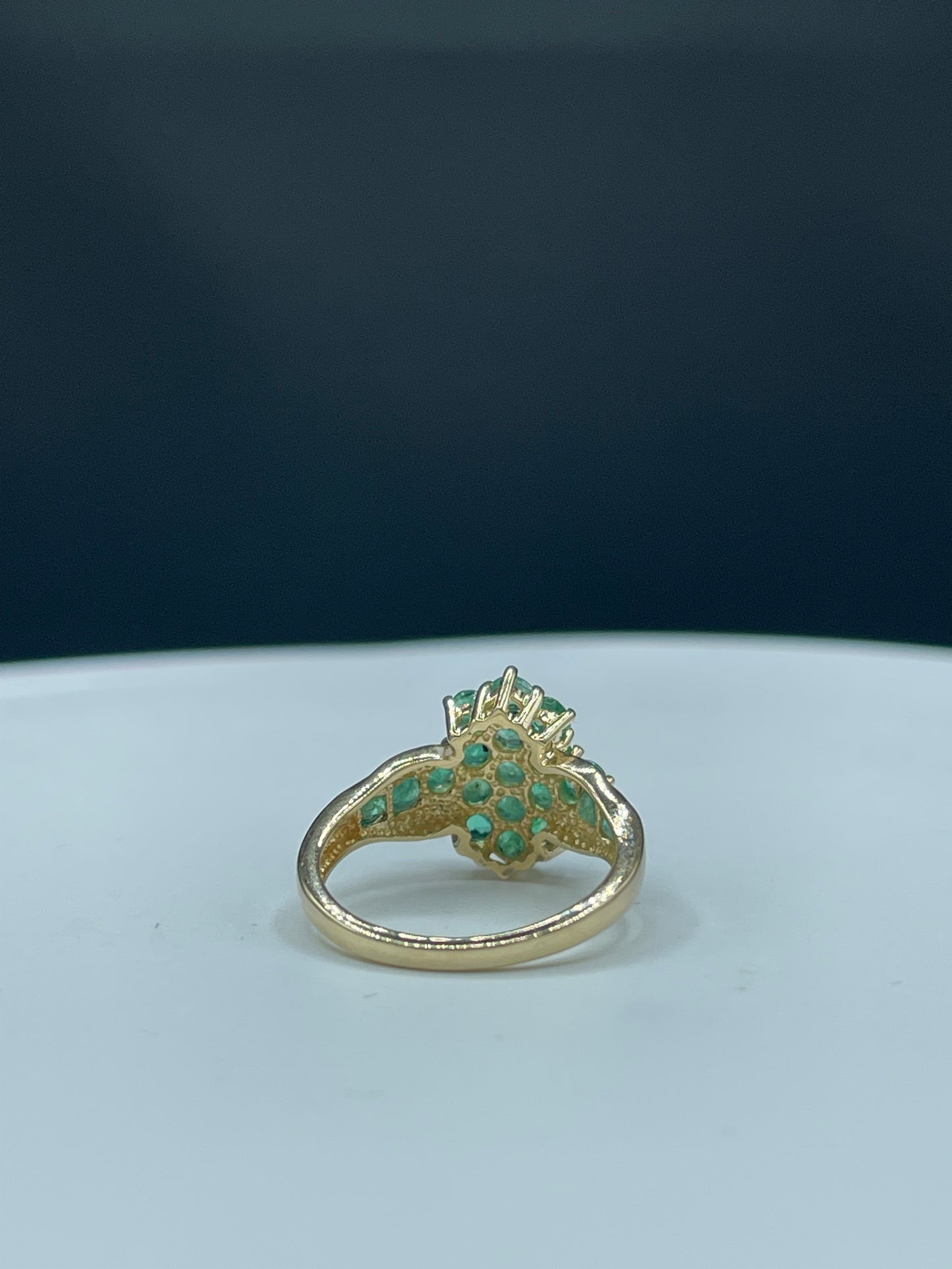 Natural Emerald Cluster 14k Yellow Gold Ring (Size 6.25)