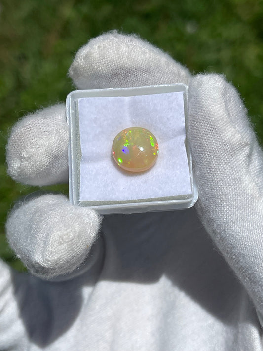 4.46 Carat Natural Ethiopian Opal Round Cabochon Cut Loose Gemstone - 11x11x7.3 MM