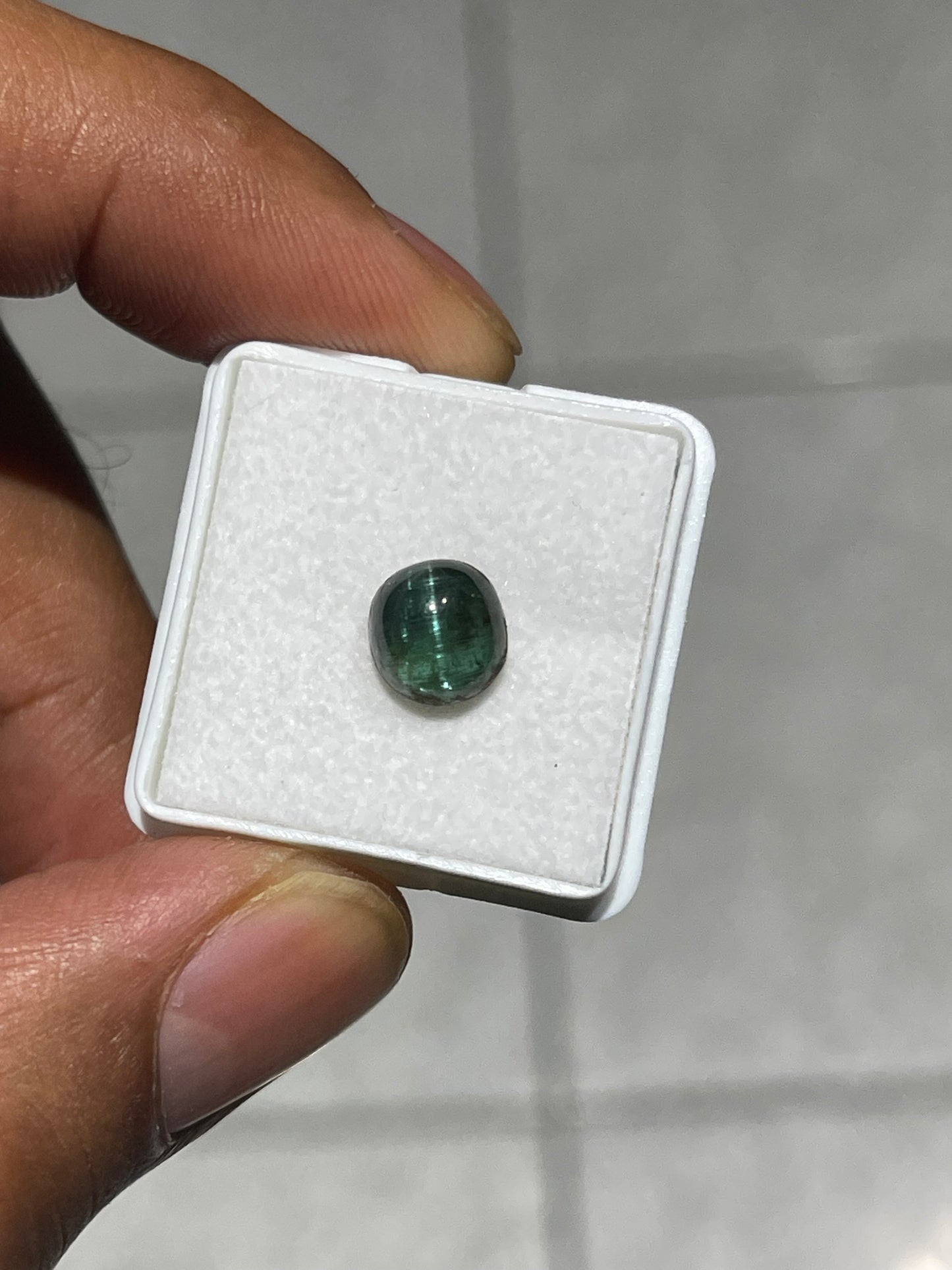 2.66 Carat Natural Cat’s Eye Tourmaline Round Cabochon Cut Gemstone | Sharp Cat’s Eye Effect | 7.7x7.7x4.7 MM