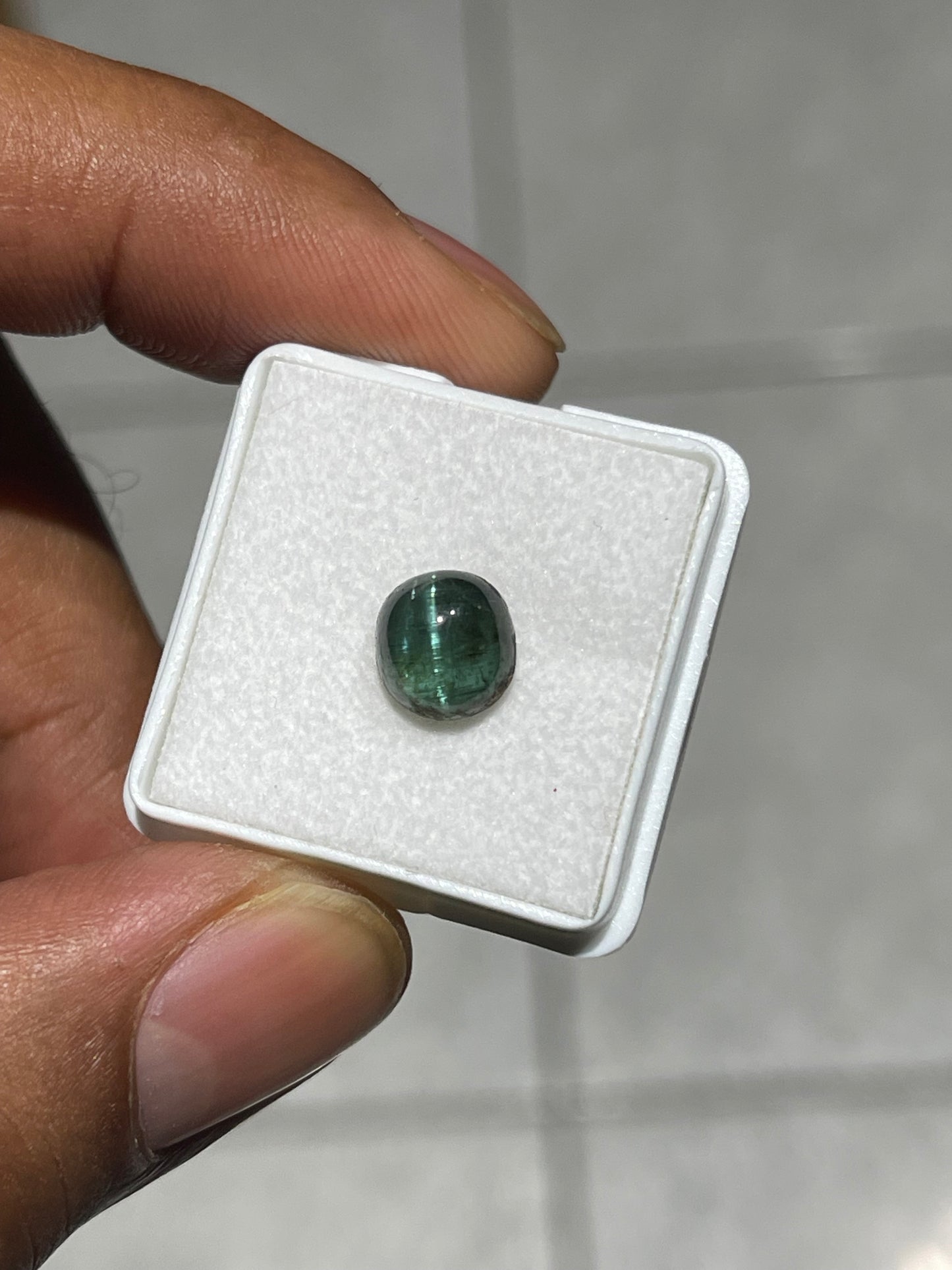 2.66 Carat Natural Cat’s Eye Tourmaline Round Cabochon Cut Gemstone | Sharp Cat’s Eye Effect | 7.7x7.7x4.7 MM