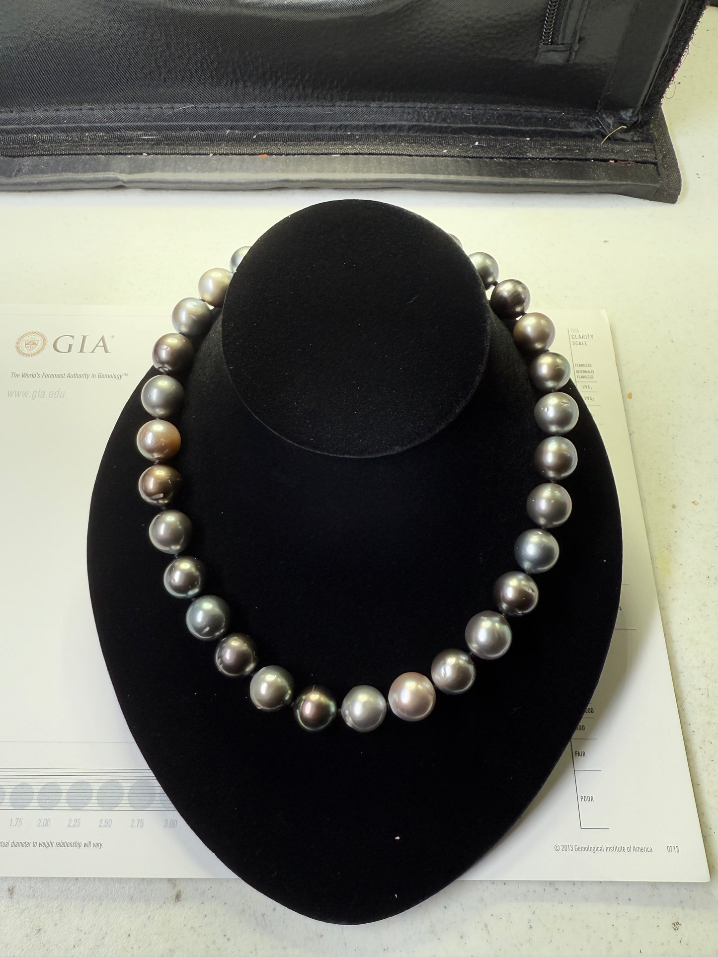 Natural Tahitian South Sea Pearl Necklace 17.5” – 13.5-14MM Lustrous Pearls – Rare Size & Invisible Screw Clasp