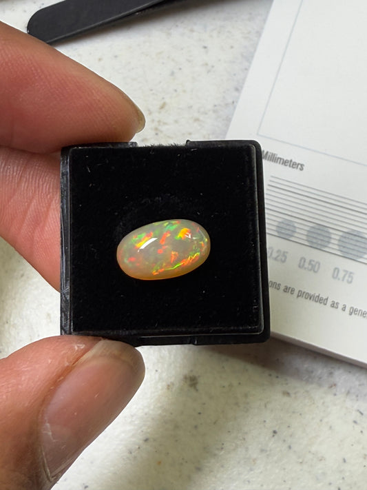 Natural Ethiopian Opal Cabochon Oval Cut Loose Gemstone – 2.78 Carats