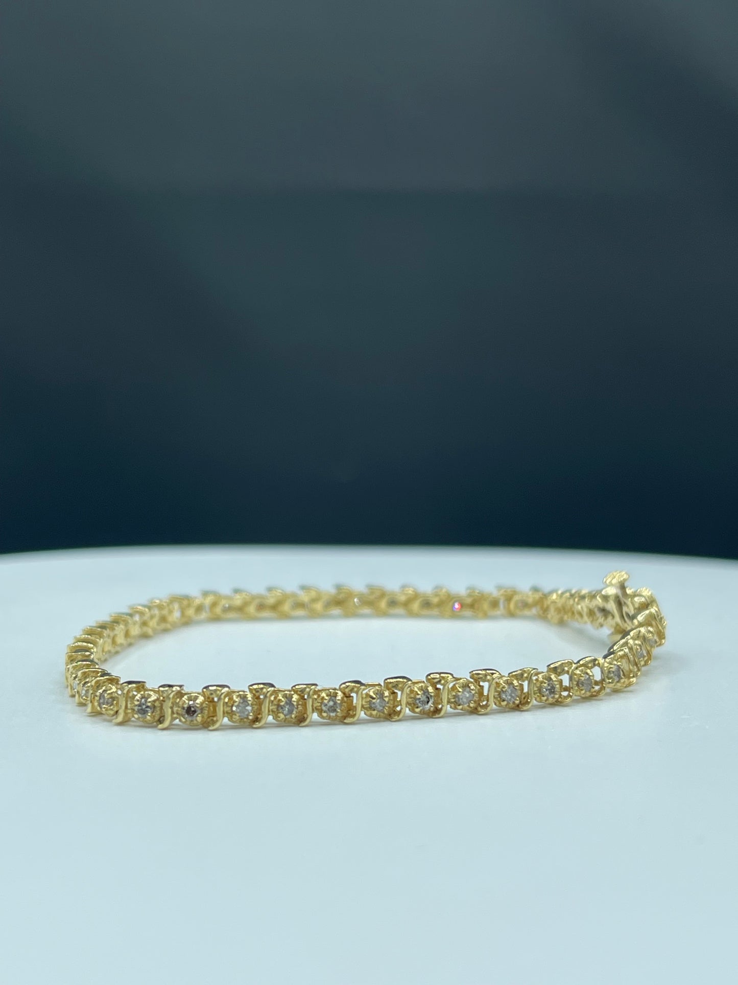 1.38 Carat Natural Diamond 14k Yellow Gold Unisex Tennis Bracelet - 7.25 Inch