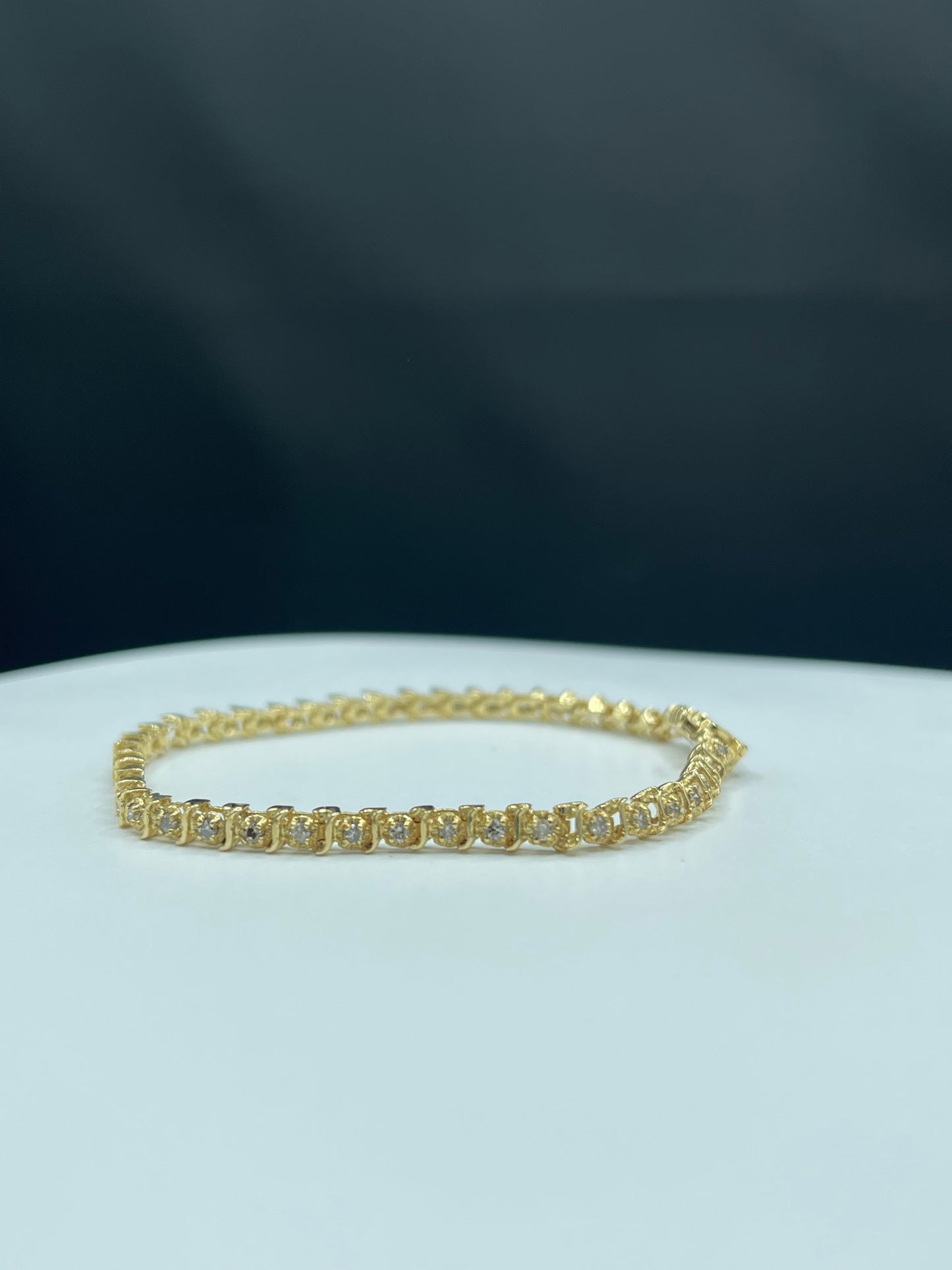 1.38 Carat Natural Diamond 14k Yellow Gold Unisex Tennis Bracelet - 7.25 Inch