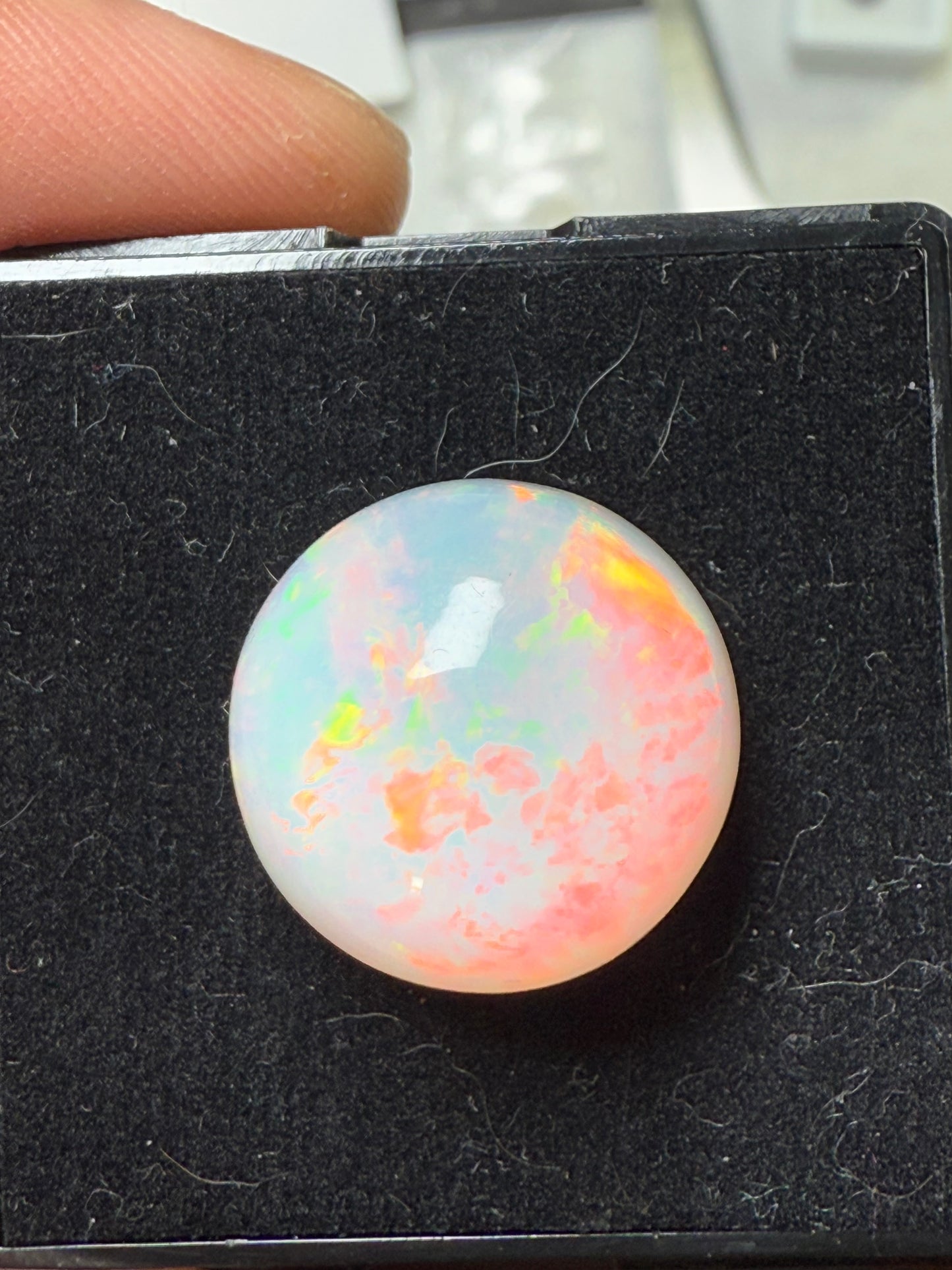 20.24 Carat Natural Ethiopian Opal Round Cabochon – Fiery Play-of-Color | 17.8 MM Loose Gemstone
