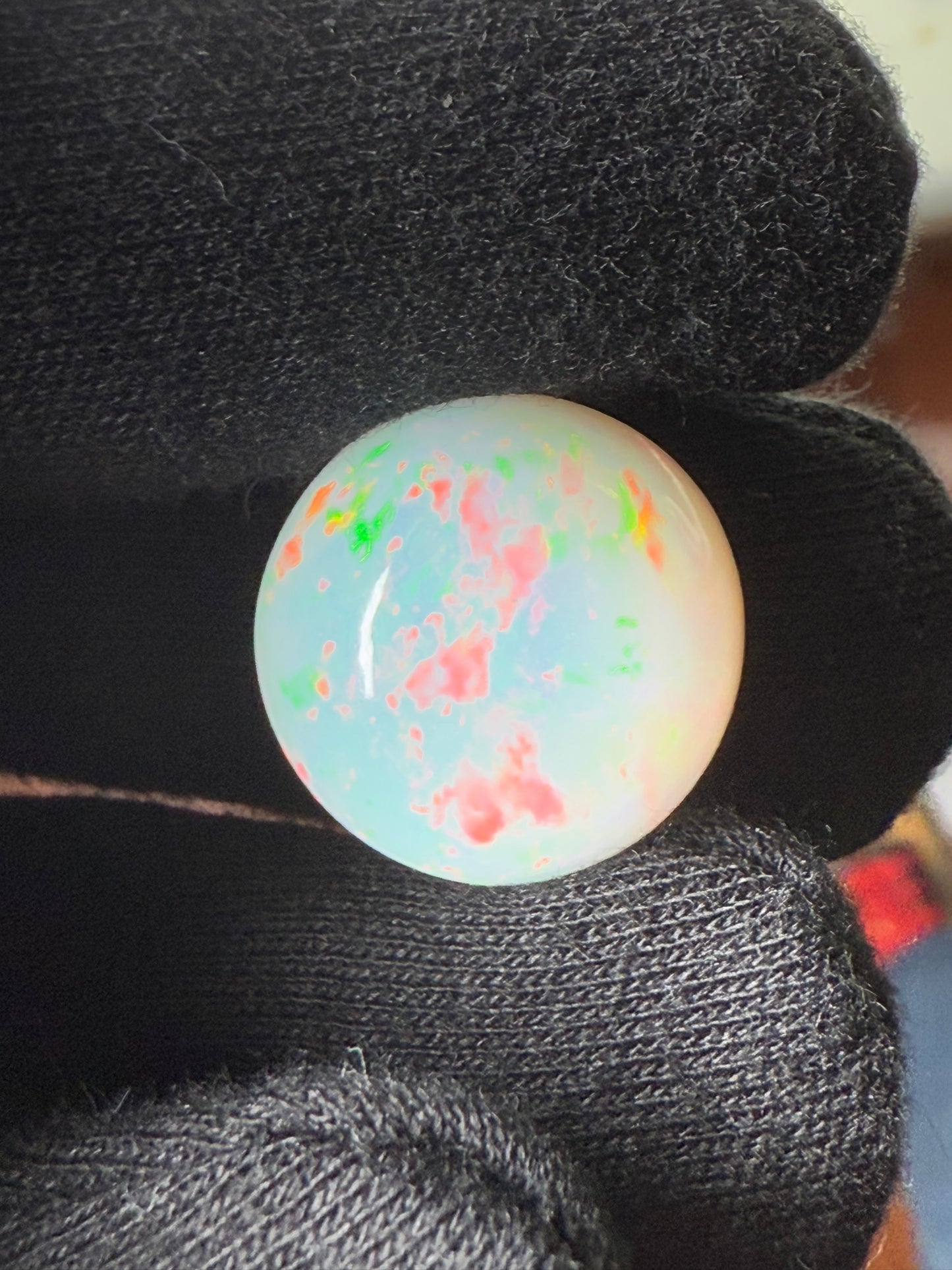 20.24 Carat Natural Ethiopian Opal Round Cabochon – Fiery Play-of-Color | 17.8 MM Loose Gemstone