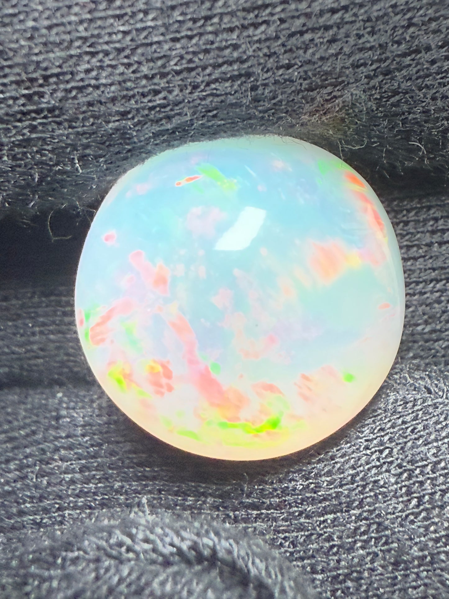 20.24 Carat Natural Ethiopian Opal Round Cabochon – Fiery Play-of-Color | 17.8 MM Loose Gemstone