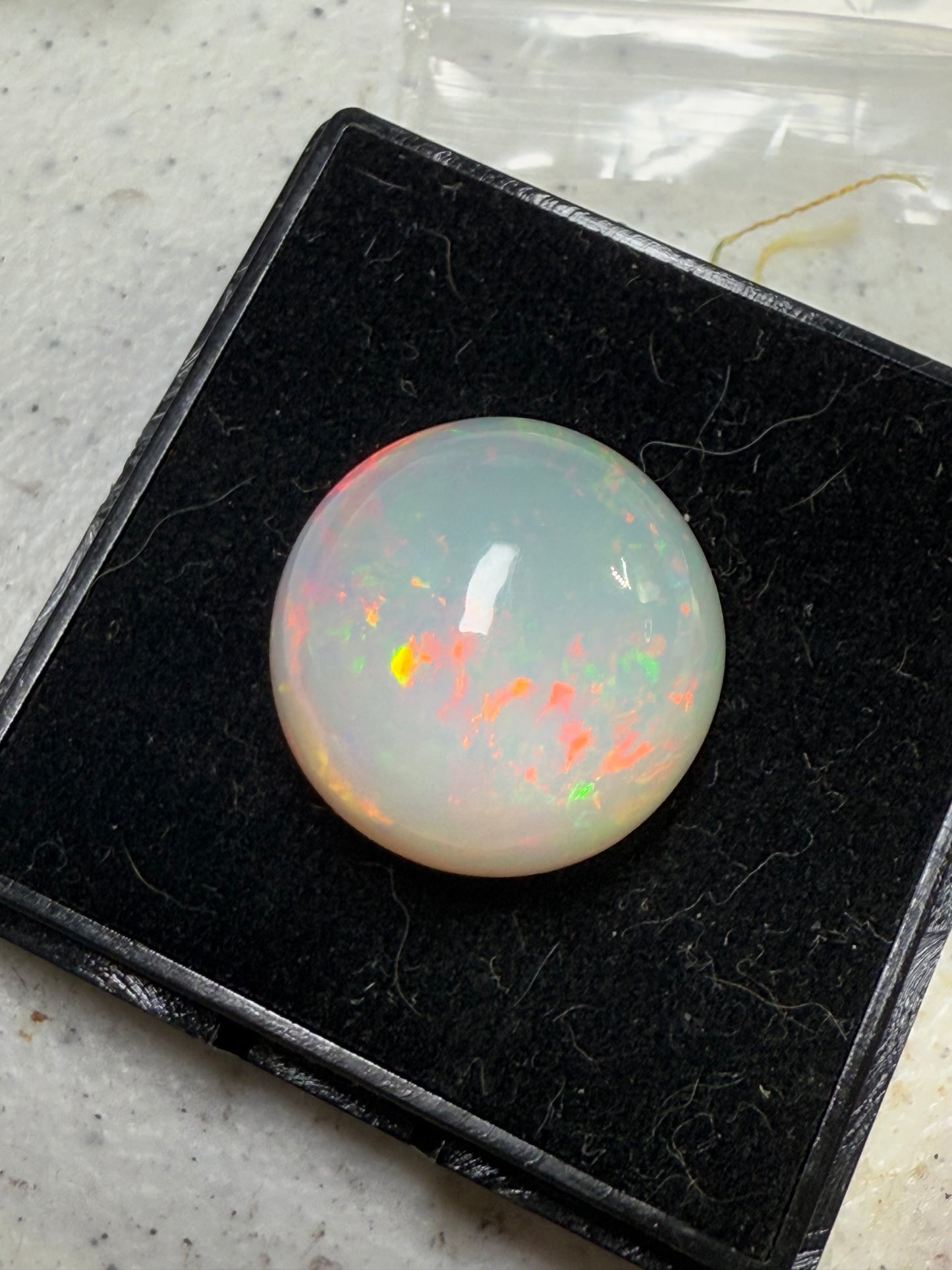 20.24 Carat Natural Ethiopian Opal Round Cabochon – Fiery Play-of-Color | 17.8 MM Loose Gemstone