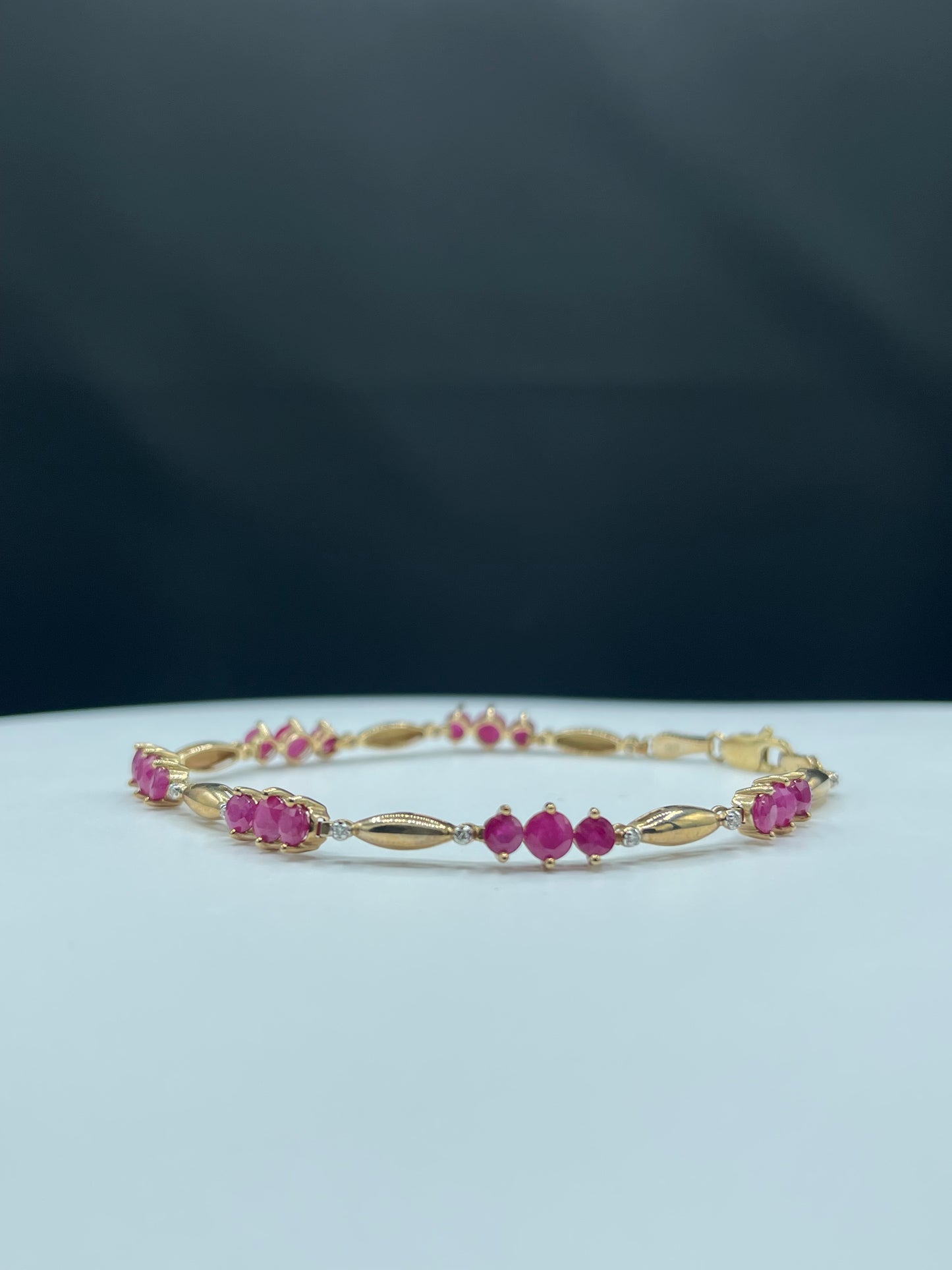 Natural Ruby & Diamond 10k Yellow Gold Bracelet