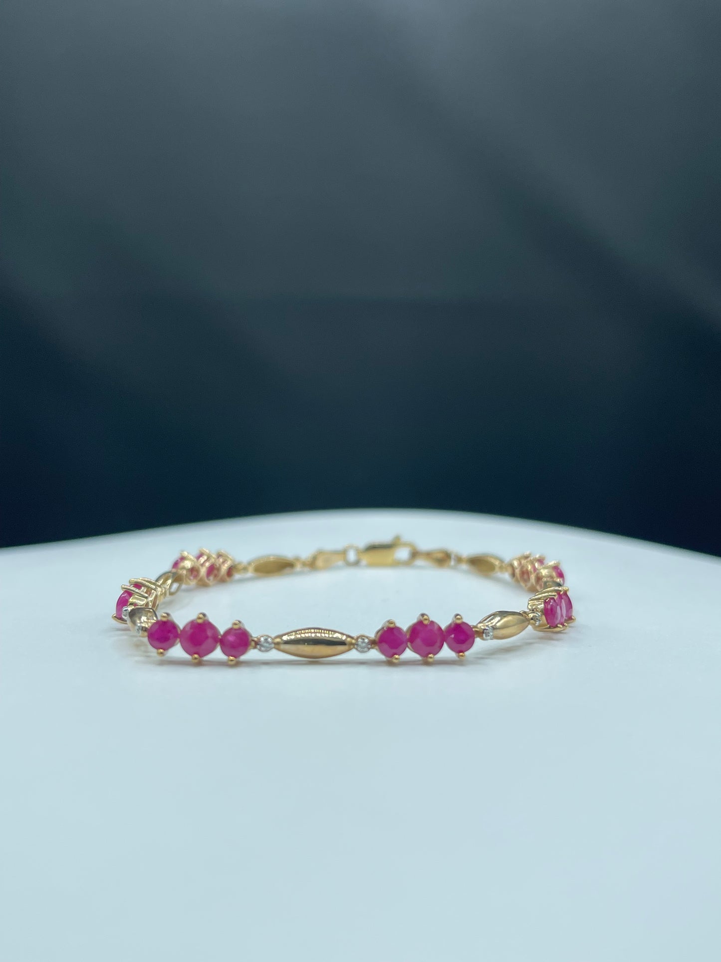 Natural Ruby & Diamond 10k Yellow Gold Bracelet