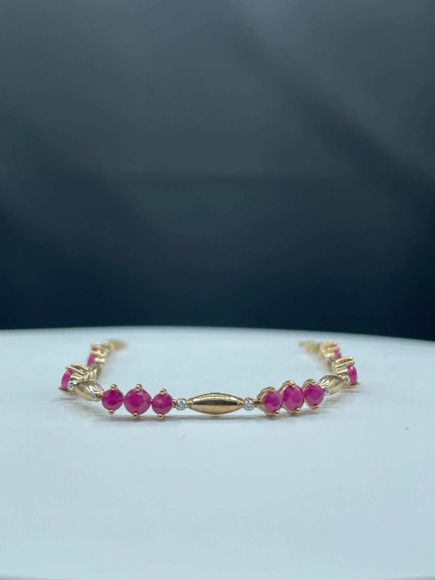 Natural Ruby & Diamond 10k Yellow Gold Bracelet