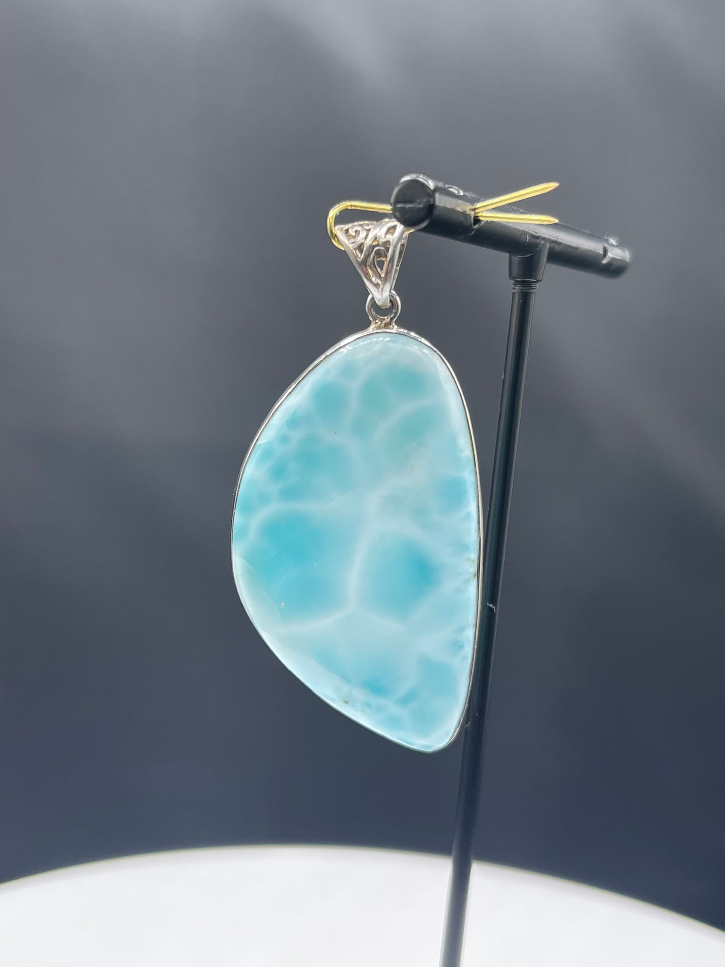 Natural Larimar AAA Quality Sterling Silver Pendant