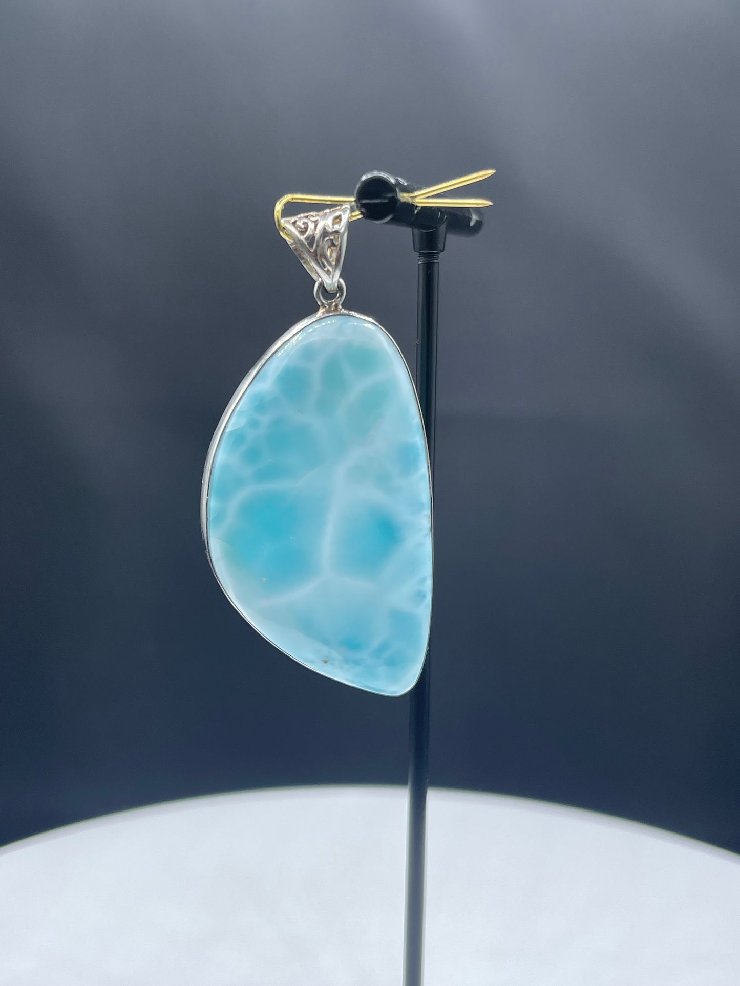 Natural Larimar AAA Quality Sterling Silver Pendant