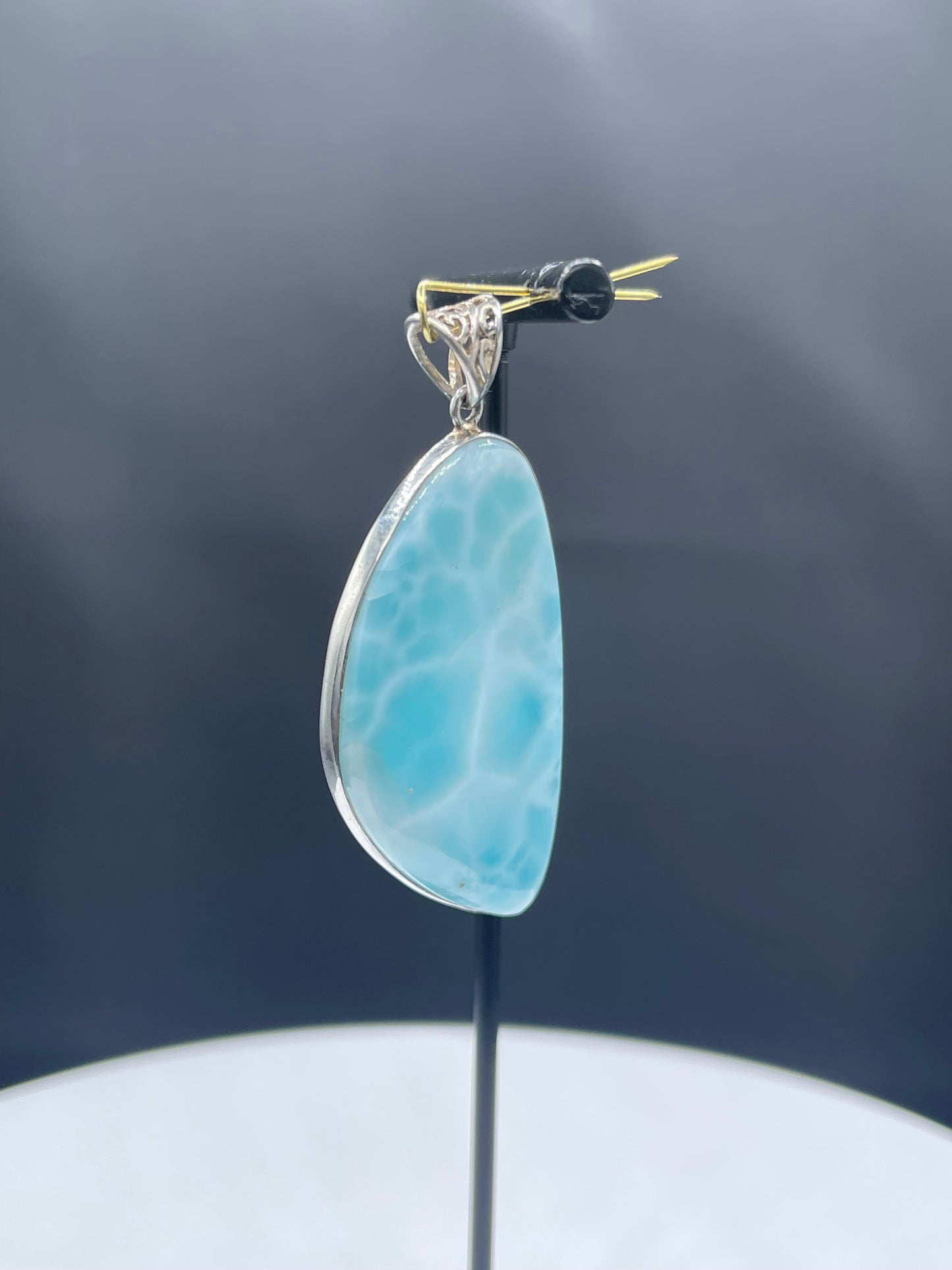 Natural Larimar AAA Quality Sterling Silver Pendant