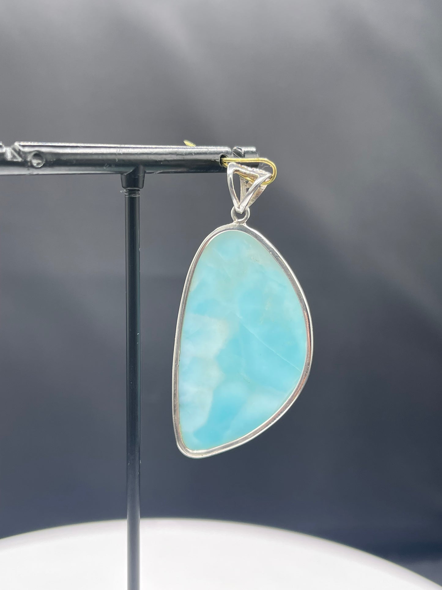 Natural Larimar AAA Quality Sterling Silver Pendant