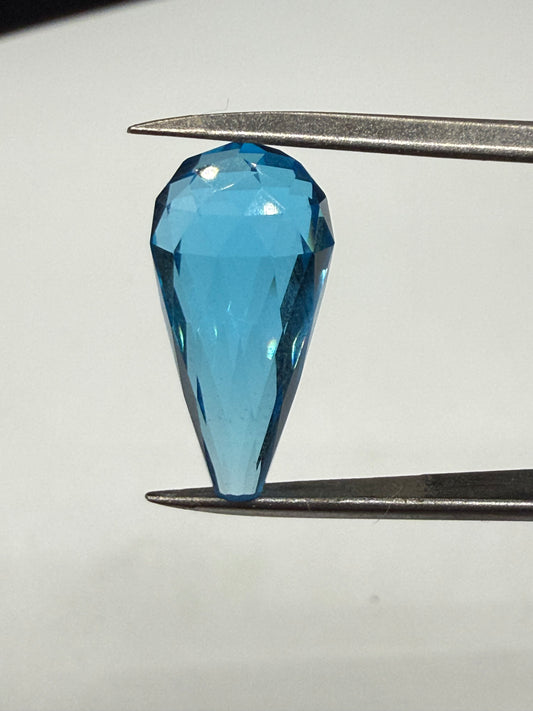 Natural Super Swiss Blue Topaz Briolette Cut Loose Gemstone | 18.4 x 8.8 MM