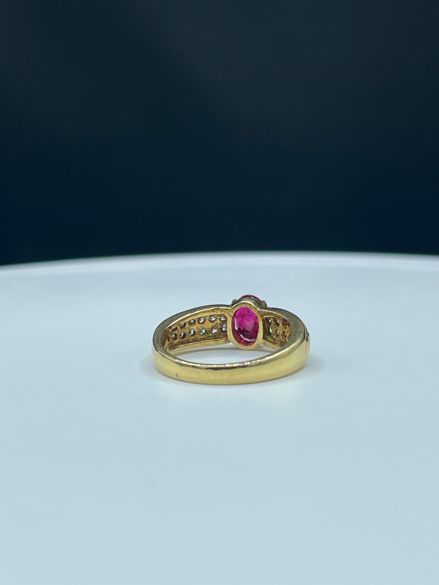 Natural Ruby & Diamond 18k Yellow Gold Alternative Engagement Ring (Size 7)