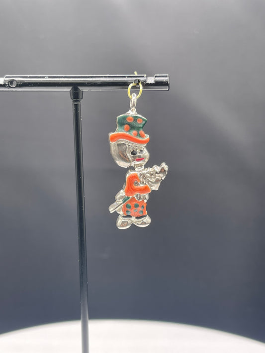 Handmade Enameled Italian Sterling Silver Leprechaun Pendant