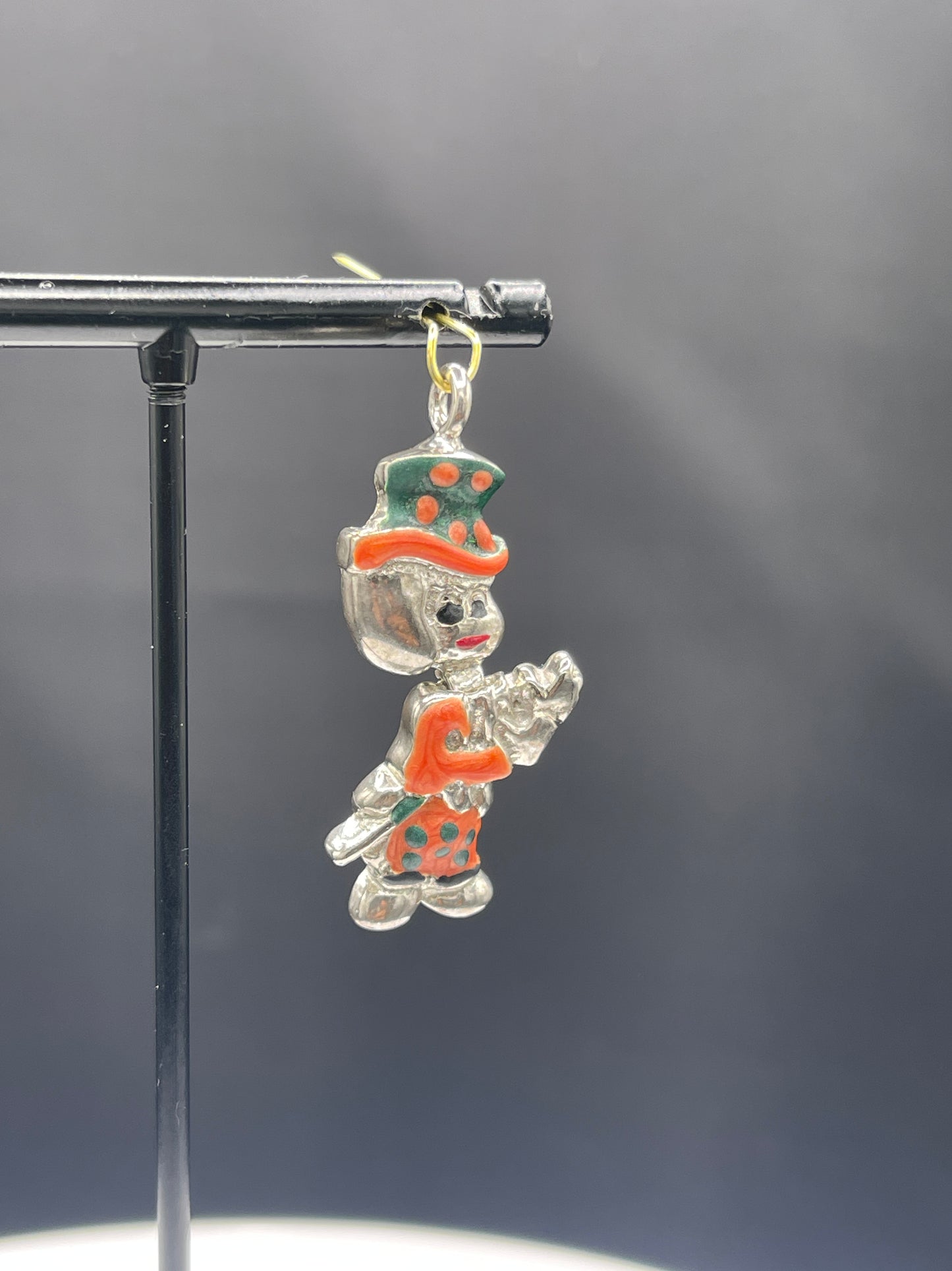 Handmade Enameled Italian Sterling Silver Leprechaun Pendant