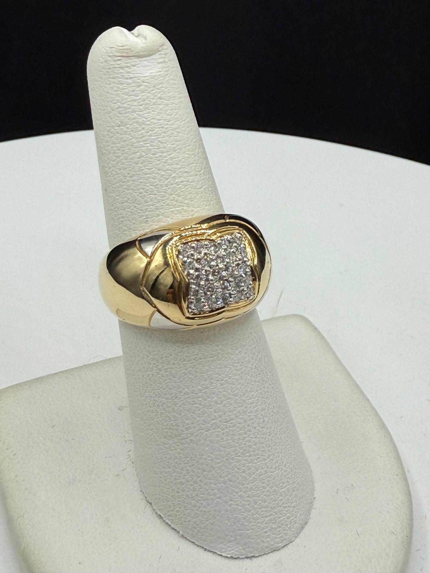 Natural Diamond 18k Yellow Gold Unisex Chunky Ring – 0.50 CTW, 8.5g, Size 7.25