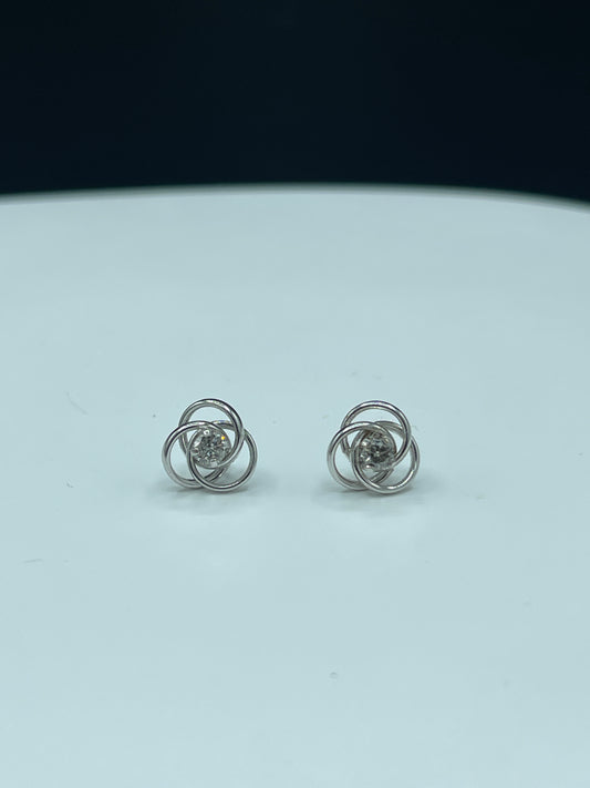 Natural Diamond 14k White Gold Swirl Stud Earrings - 0.25 Carats