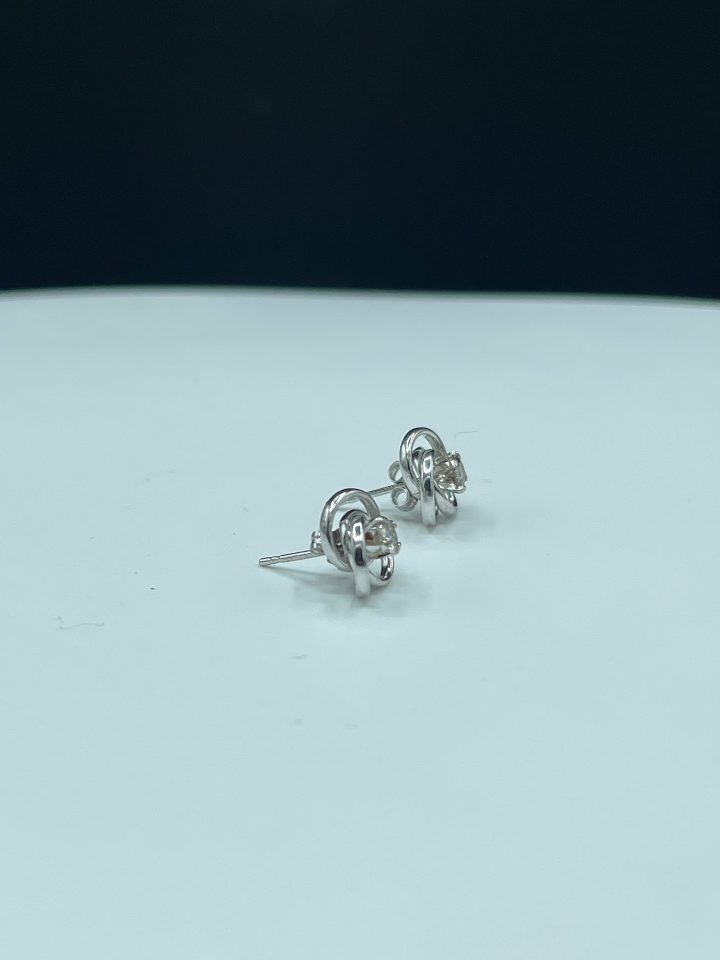 Natural Diamond 14k White Gold Swirl Stud Earrings - 0.25 Carats