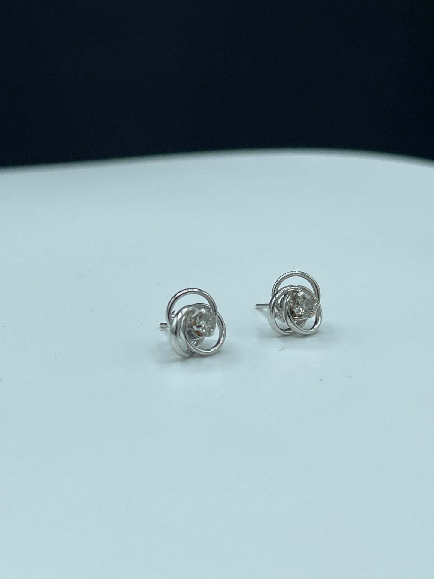 Natural Diamond 14k White Gold Swirl Stud Earrings - 0.25 Carats