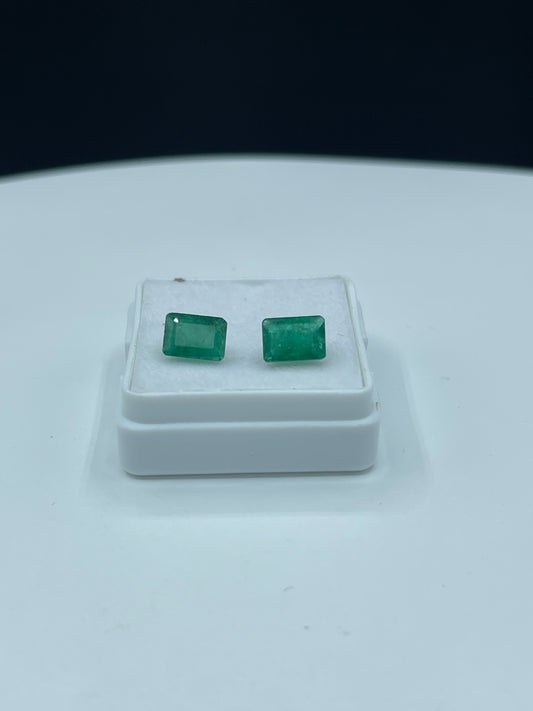 Natural Brazilian Emerald Matching Pair - 1.94 Carats Emerald Cut Loose Gemstones (7x5 MM)