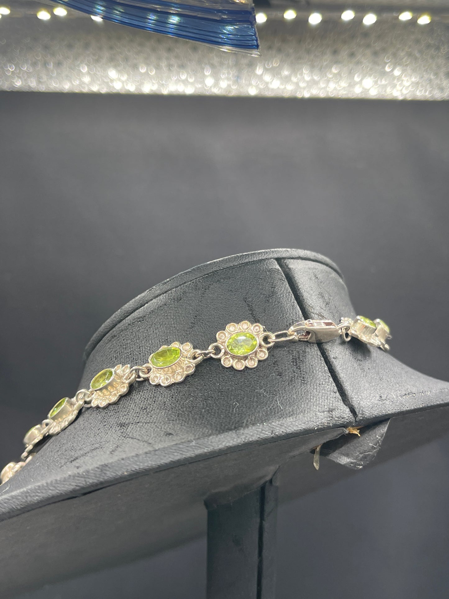 Handmade Sterling Silver Peridot Bib Necklace | 15.5” Length