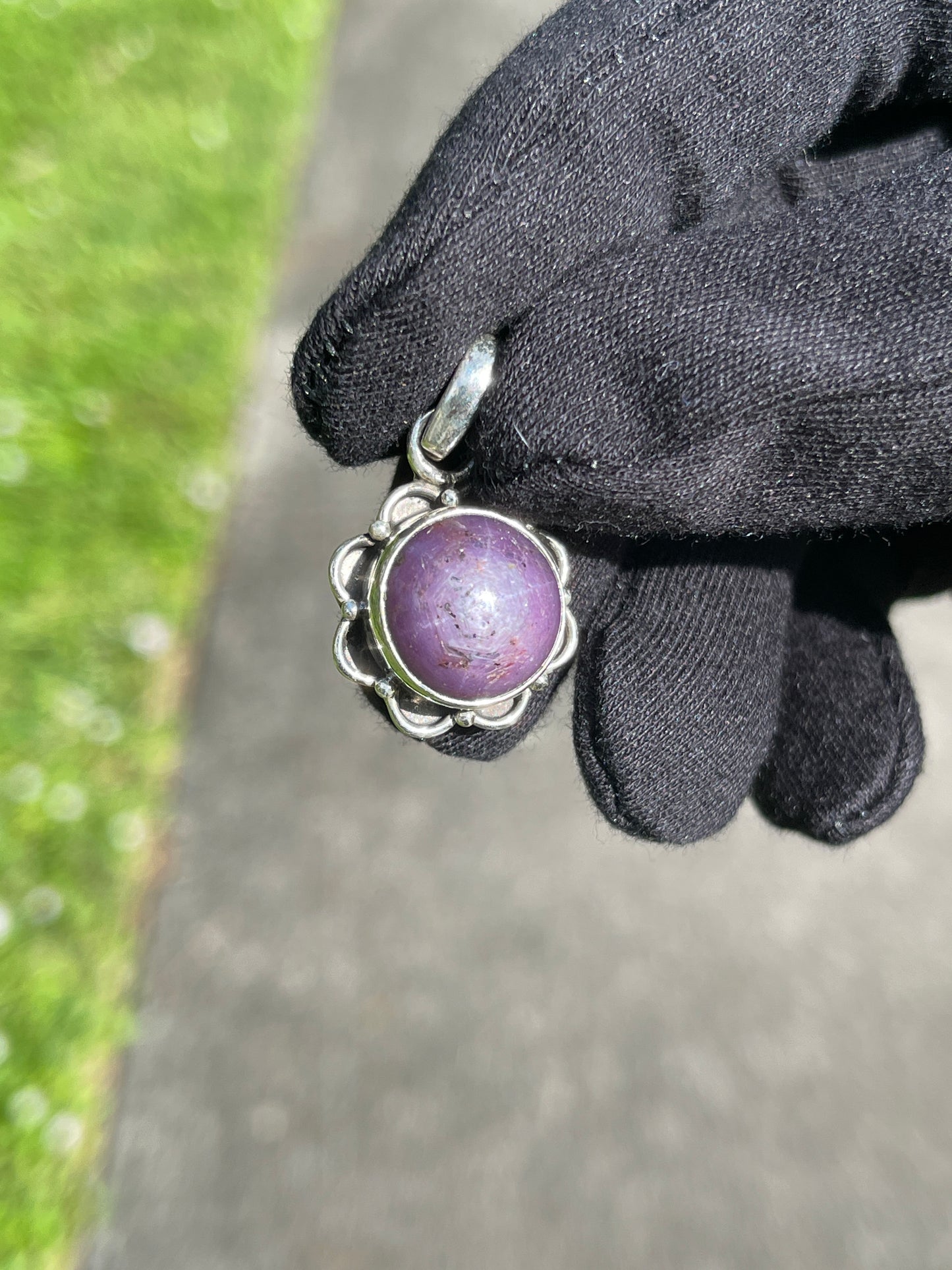 Handmade Natural Purple Star Sapphire Sterling Silver Pendant