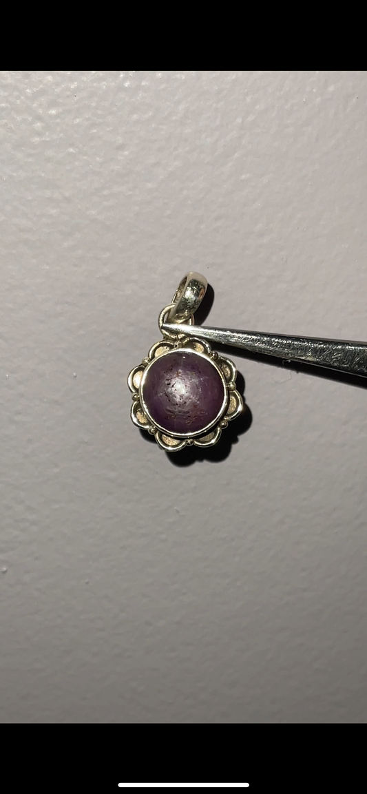 Handmade Natural Purple Star Sapphire Sterling Silver Pendant