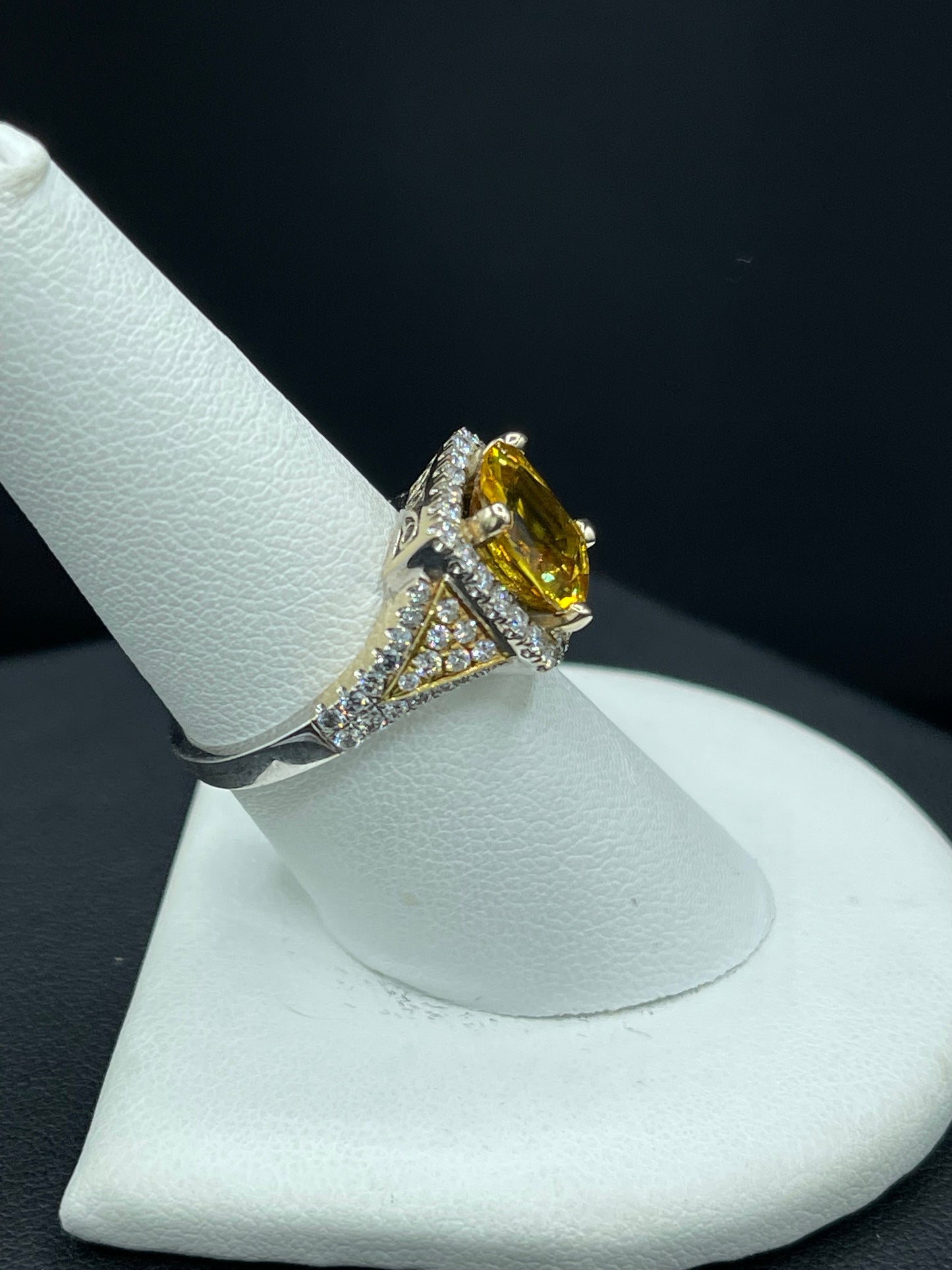 AGL Certified Natural 5.09 Carat Yellow Sapphire And Diamond Ring (Size 7.25)